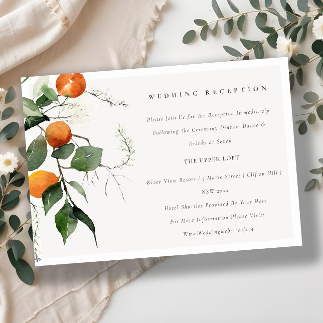 Carte D'accompagnement Réception Boho Orange Blossom Botanical Wedding (Créateur téléchargé)
