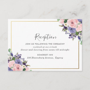 Carte D'accompagnement Réception Chic Blush Pink Lavender Floral Wedding