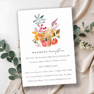 Carte D'accompagnement Réception Citrouille de mariage chic de récolte d'