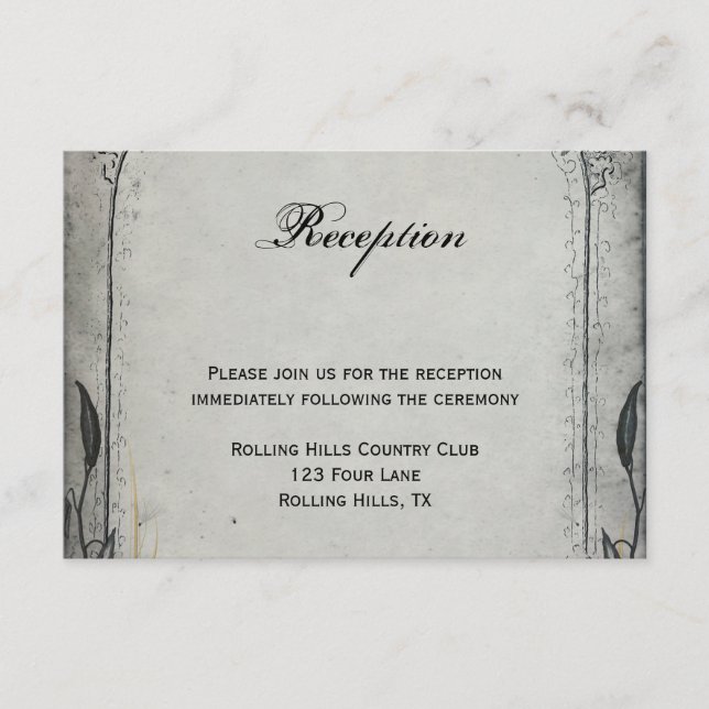 Carte D'accompagnement Réception de mariage à treillis Black Rose gothiqu (Devant)