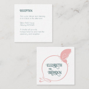 Carte D'accompagnement Réception de mariage Art Nouveau Papillon rose