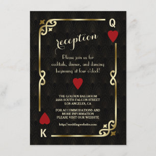 Carte D'accompagnement Réception de mariage au casino Gatsby Las Vegas Po