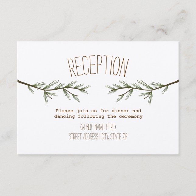 Carte D'accompagnement Réception de mariage aux branches de conifères rus (Devant)