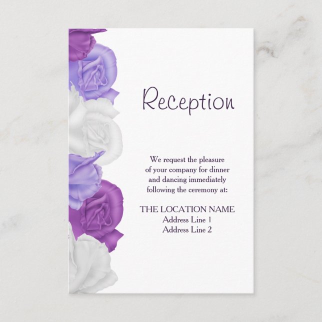 Carte D'accompagnement Réception de mariage aux roses chic et anciennes (Devant)