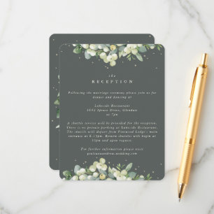 Carte D'accompagnement Réception de mariage avec baies de neiges vertes+E