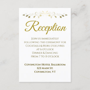 Carte D'accompagnement Réception de mariage avec bordure florale filigran