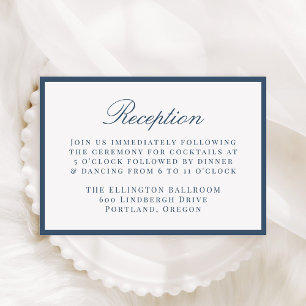 Carte D'accompagnement Réception de mariage avec bordure Navy moderne