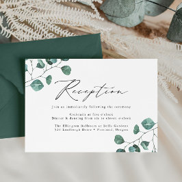 Carte D'accompagnement Réception de mariage avec eucalyptus moderne