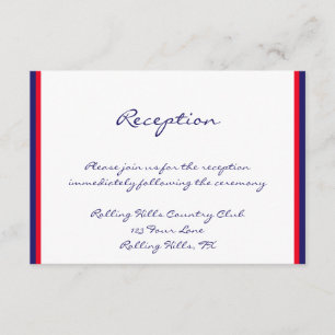 Carte D'accompagnement Réception de mariage blanche et bleue rouge