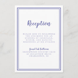 Carte D'accompagnement Réception De Mariage Bleu Simple Periwinkle