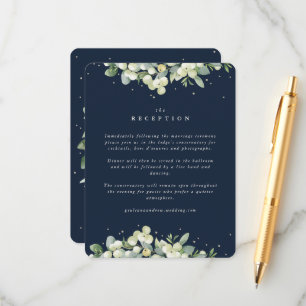 Carte D'accompagnement Réception de mariage bordé de la Marine Snowberry+
