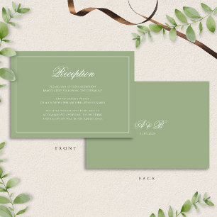 Carte D'accompagnement Réception de mariage chic vert sauge monogramme sc