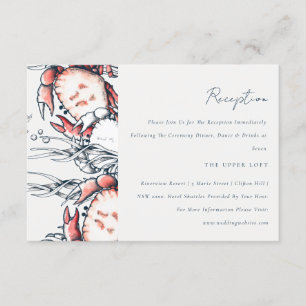 Carte D'accompagnement Réception de mariage côtière de crabe sous-marin d