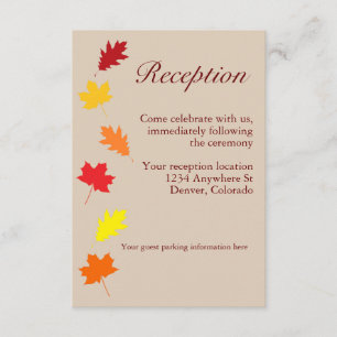 Carte D'accompagnement Réception de mariage de automne