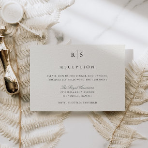 Carte D'accompagnement Réception de mariage de Monogramme noir & écrin