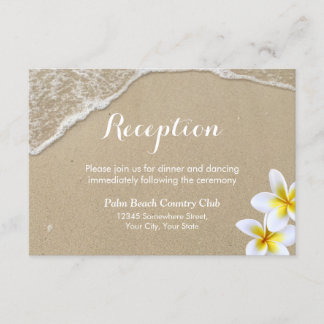 Carte D'accompagnement Réception de mariage d'été sur la plage & Plumeria