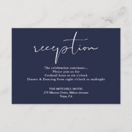 Carte D'accompagnement Réception de mariage élégant écriture bleu marine