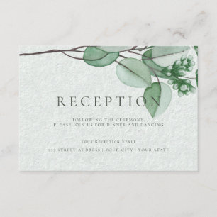 Carte D'accompagnement Réception de mariage Élégant eucalyptus aquarell