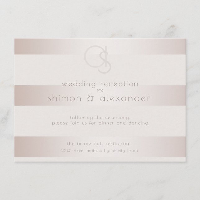 Carte D'accompagnement Réception de mariage | Élégant Moderne Blush Pearl (Devant)