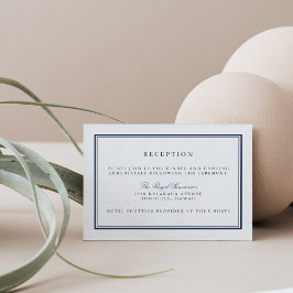 Carte D'accompagnement Réception de mariage élégante marine et blanche