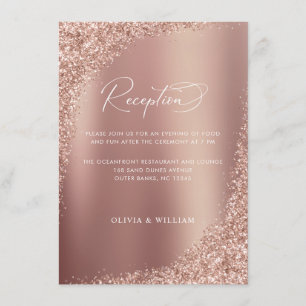 Carte D'accompagnement Réception de mariage élégante Rose Gold Glitter