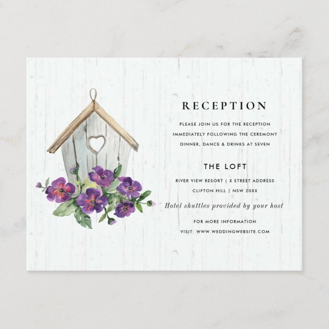 CARTE D'ACCOMPAGNEMENT RÉCEPTION DE MARIAGE EN BOIS BLANC FLORAL (Devant)