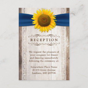 Carte D'accompagnement Réception de mariage en bois rustique avec ruban t
