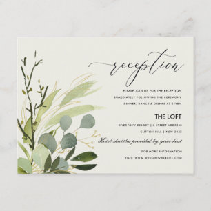 CARTE D'ACCOMPAGNEMENT RÉCEPTION DE MARIAGE EN FOLIAGE VERT EN FEUILLE D'