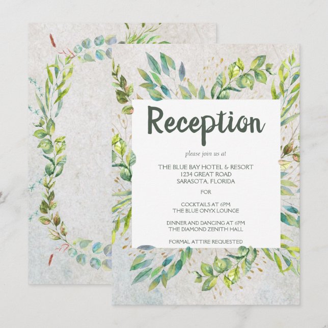 Carte D'accompagnement Réception de mariage Eucalyptus dans la verdure ru (Devant / Derrière)