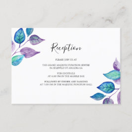 Carte D'accompagnement Réception de mariage Feuille violet Turquoise
