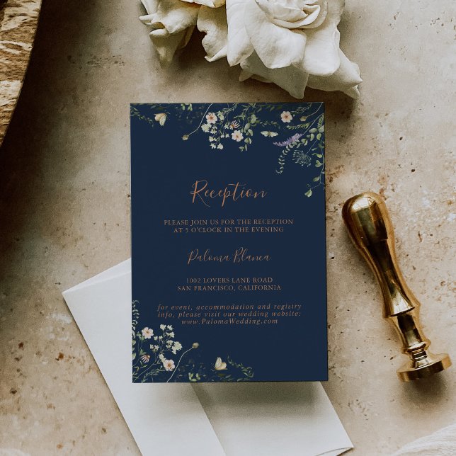 Carte D'accompagnement Réception de mariage Fleur sauvage du jardin d'aut (Créateur téléchargé)