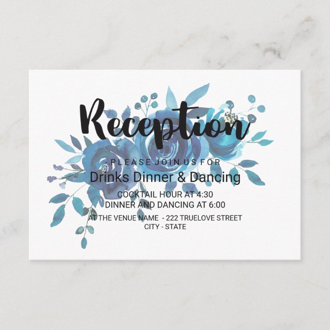 Carte D'accompagnement Réception de mariage floral aquarelle quelque chos (Devant)