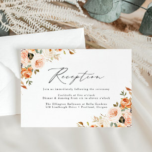 Carte D'accompagnement Réception de mariage floral automnal rustique aqua