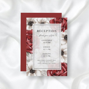 Carte D'accompagnement Réception de mariage floral d'anémone de roses de 