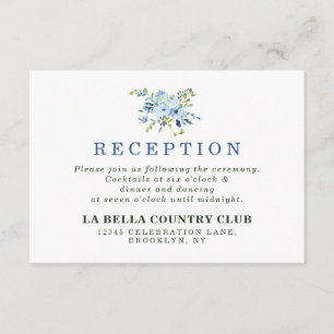 Carte D'accompagnement Réception de mariage floral de la Marine Bleue Sim