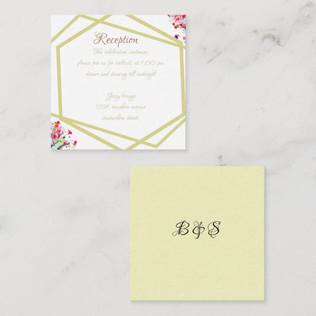 Carte D'accompagnement Réception De Mariage Floral Élégante Et Moderne (Devant / Derrière)