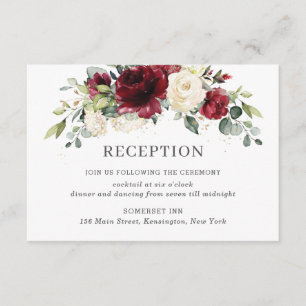 Carte D'accompagnement Réception de mariage floral en ivoire de Bourgogne