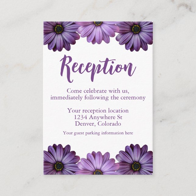 Carte D'accompagnement Réception De Mariage Floral Violet (Devant)