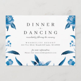 Carte D'accompagnement Réception de mariage florale bleu et blanc