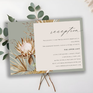 Carte D'accompagnement Réception De Mariage Florale Chic Boho Protea Sec