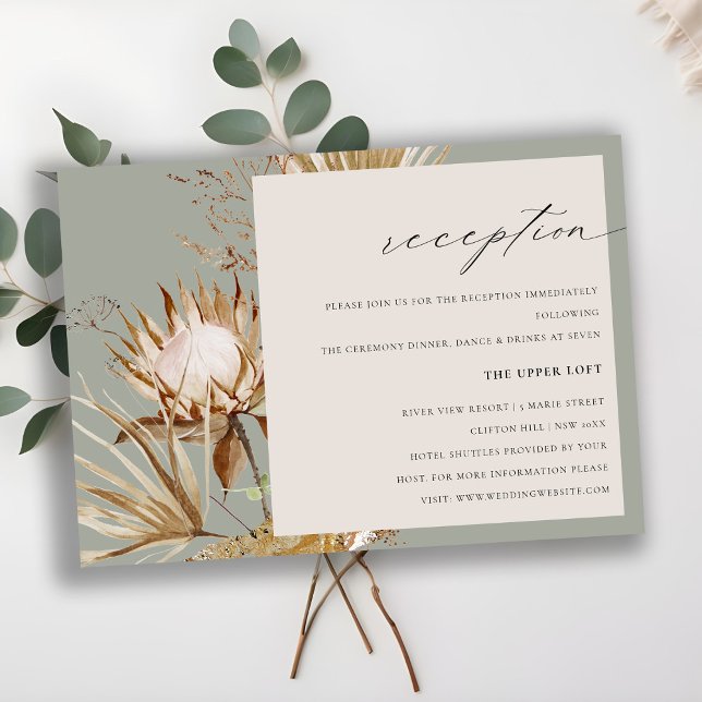 Carte D'accompagnement Réception De Mariage Florale Chic Boho Protea Sec  (Créateur téléchargé)