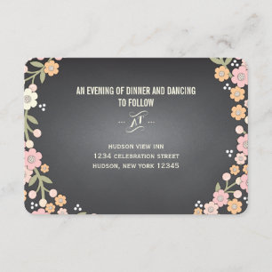 Carte D'accompagnement Réception de mariage florale de guirlande de