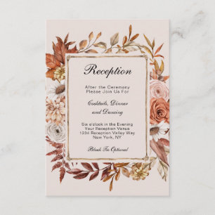 Carte D'accompagnement Réception de mariage formel floral de feuilles d'a