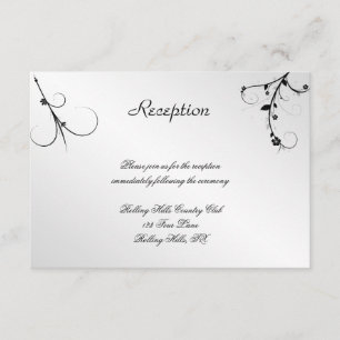 Carte D'accompagnement Réception de mariage gay élégant floral noir et bl