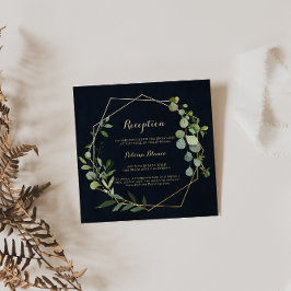 Carte D'accompagnement Réception de mariage géométrique bleu vert or