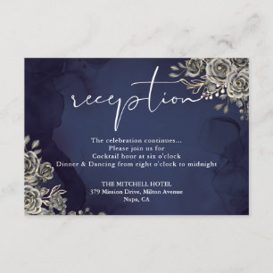 Carte D'accompagnement Réception de mariage gothique Bleu de minuit