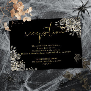 Carte D'accompagnement Réception de mariage gothique noir et or
