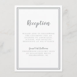 Carte D'accompagnement Réception de mariage gris simple Cadre blanc