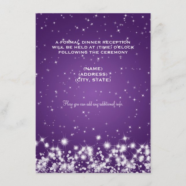 Carte D'accompagnement Réception de mariage Hiver Étincelle Violet (Devant)