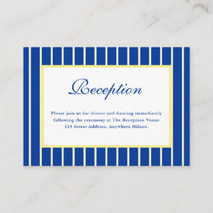 Carte D'accompagnement Réception de mariage italienne rayée bleu et jaune